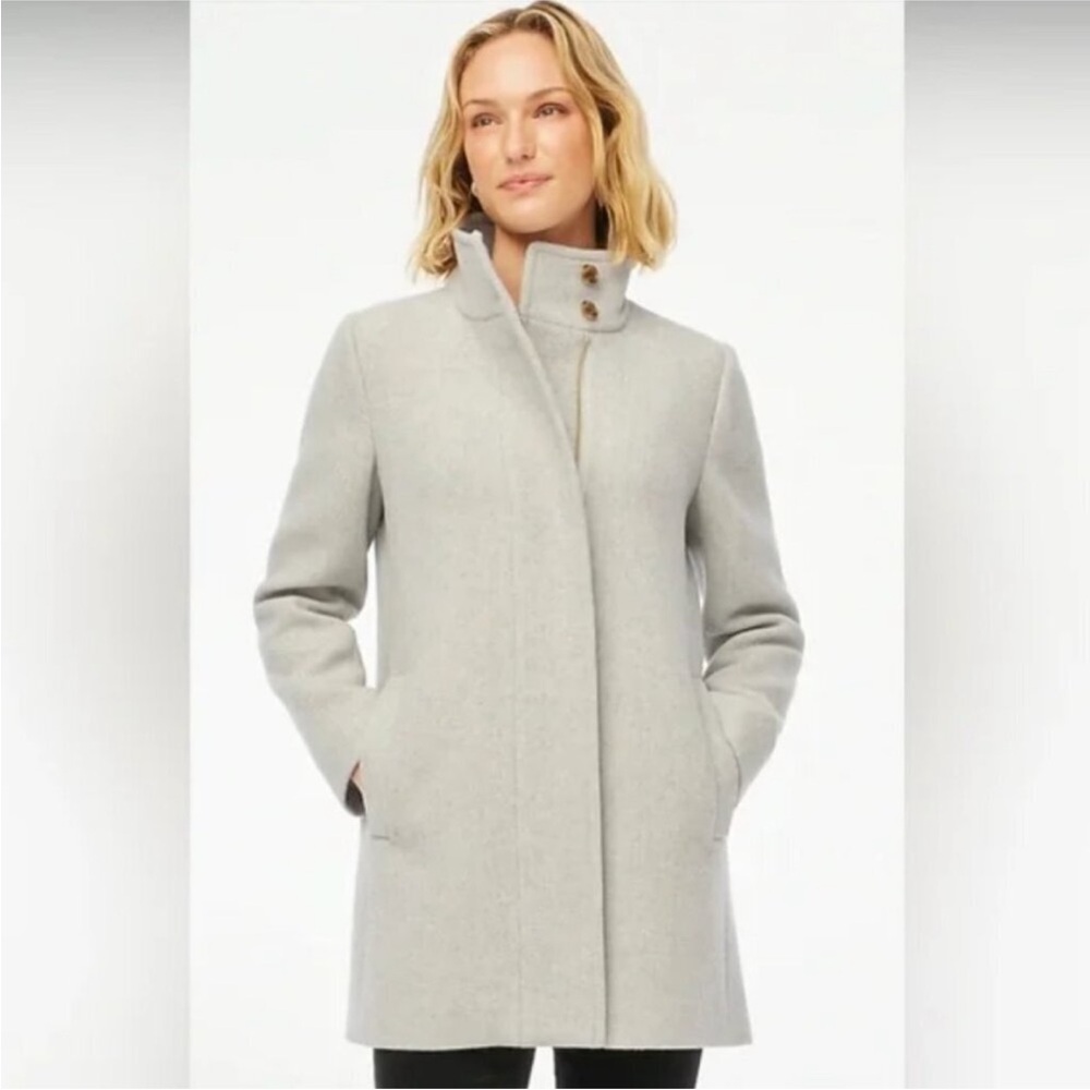 NWT J. Crew Button Neck City Coat in Heather Dusk size 8
